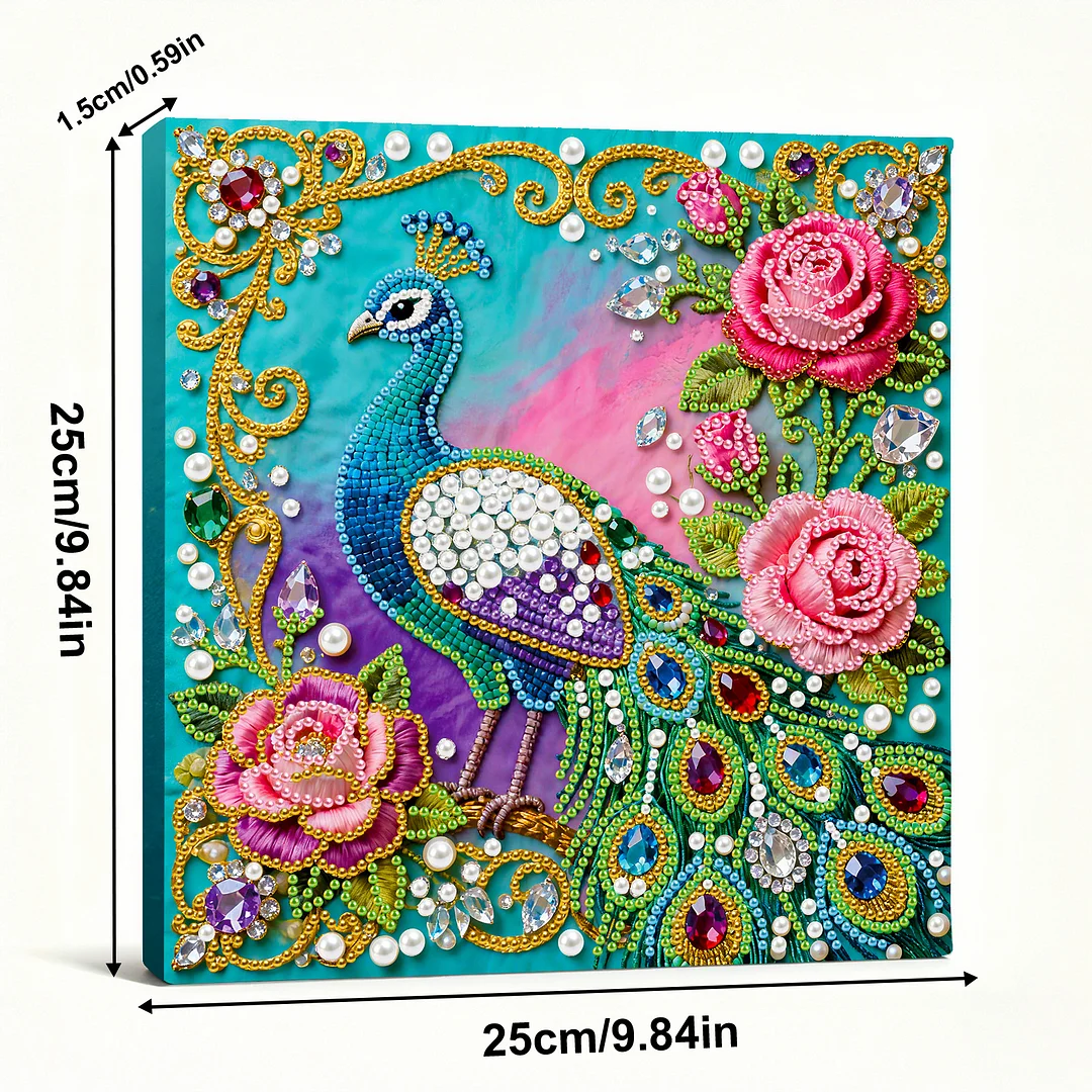 Peacock Art Diamond Painting Kit for Adults Home Decor 25x25cm With Frame