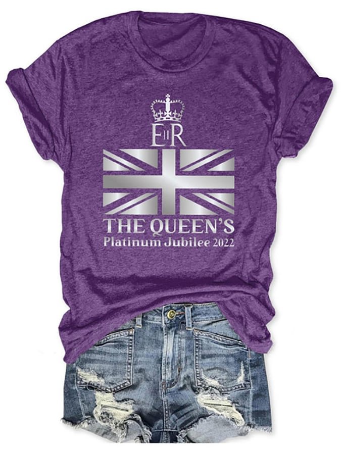 The Queen's Crown Platinum Jubilee 2022 Print Csual T-Shirt