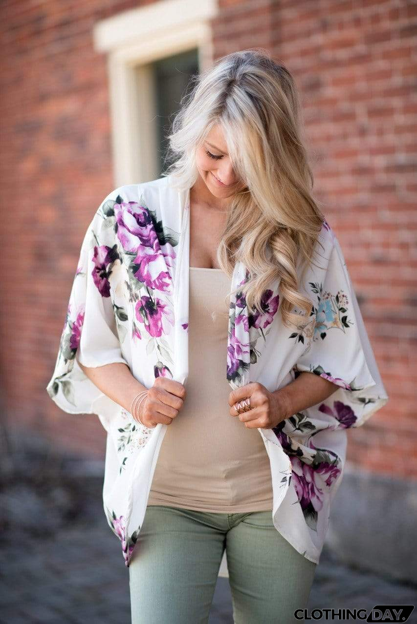 Bohemia Flower Print Summer Beach Women's Cardigan Loose Chiffon Coat