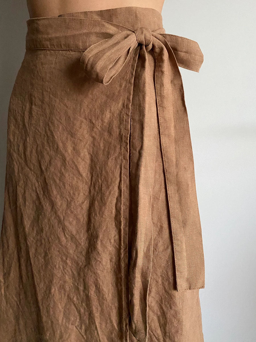 Women's Vintage Green Linen Skirt