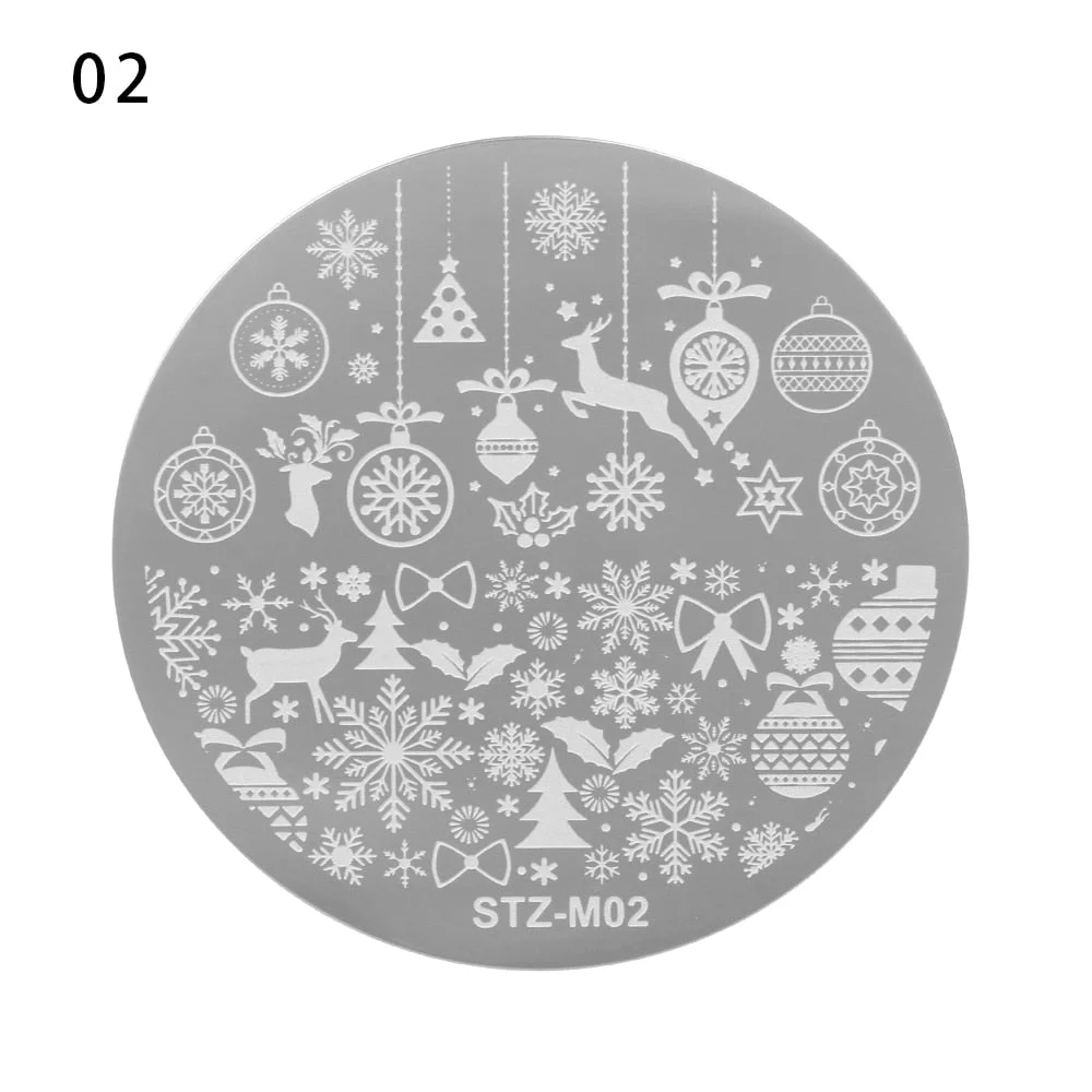 Nail Stamping Plates Snowflake Santa Design Templates Christmas Nails Polish Print Stencils Molds Manicure Nail Stamp Tools-Nail Inspo