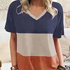 Gioiacombo&trade; Maniche corte in stile casual con scollo a V colorblock estivo