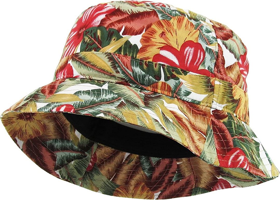 Leaf Aztec Tropical Print Bucket Hat Summer Boonie Cap