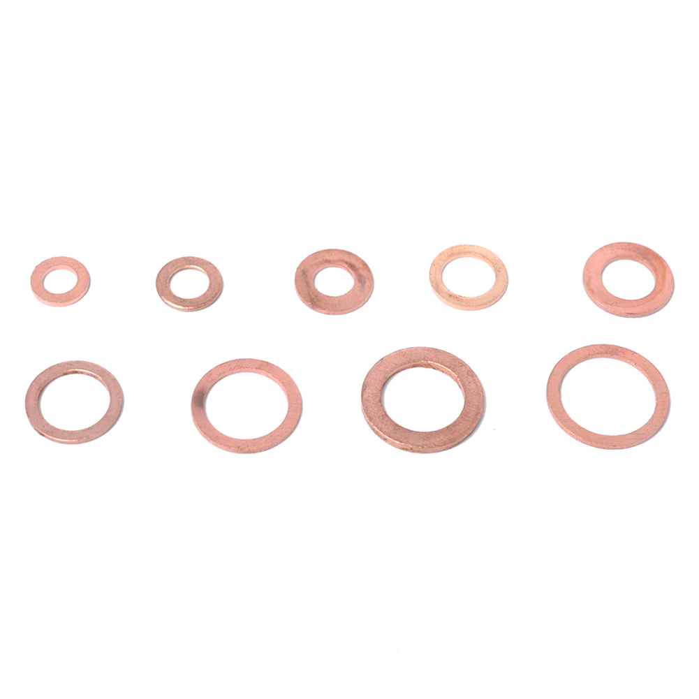 

200pcs M5-M14 Copper Washers Assorted Set Sump Plug Oil Sealing Flat Ring, 501 Original