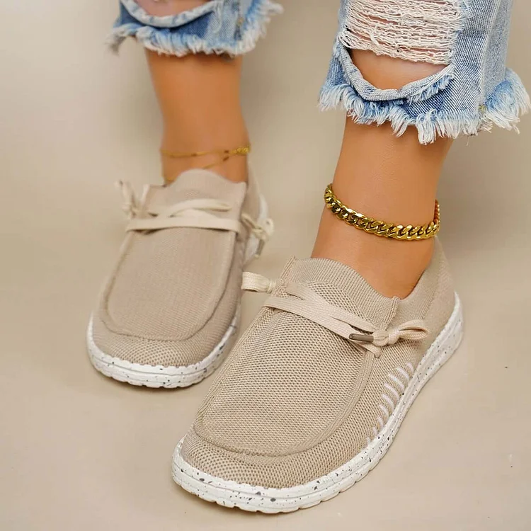 Lightweight Slip on Walking Shoes Flat Mesh Knit Sneakers