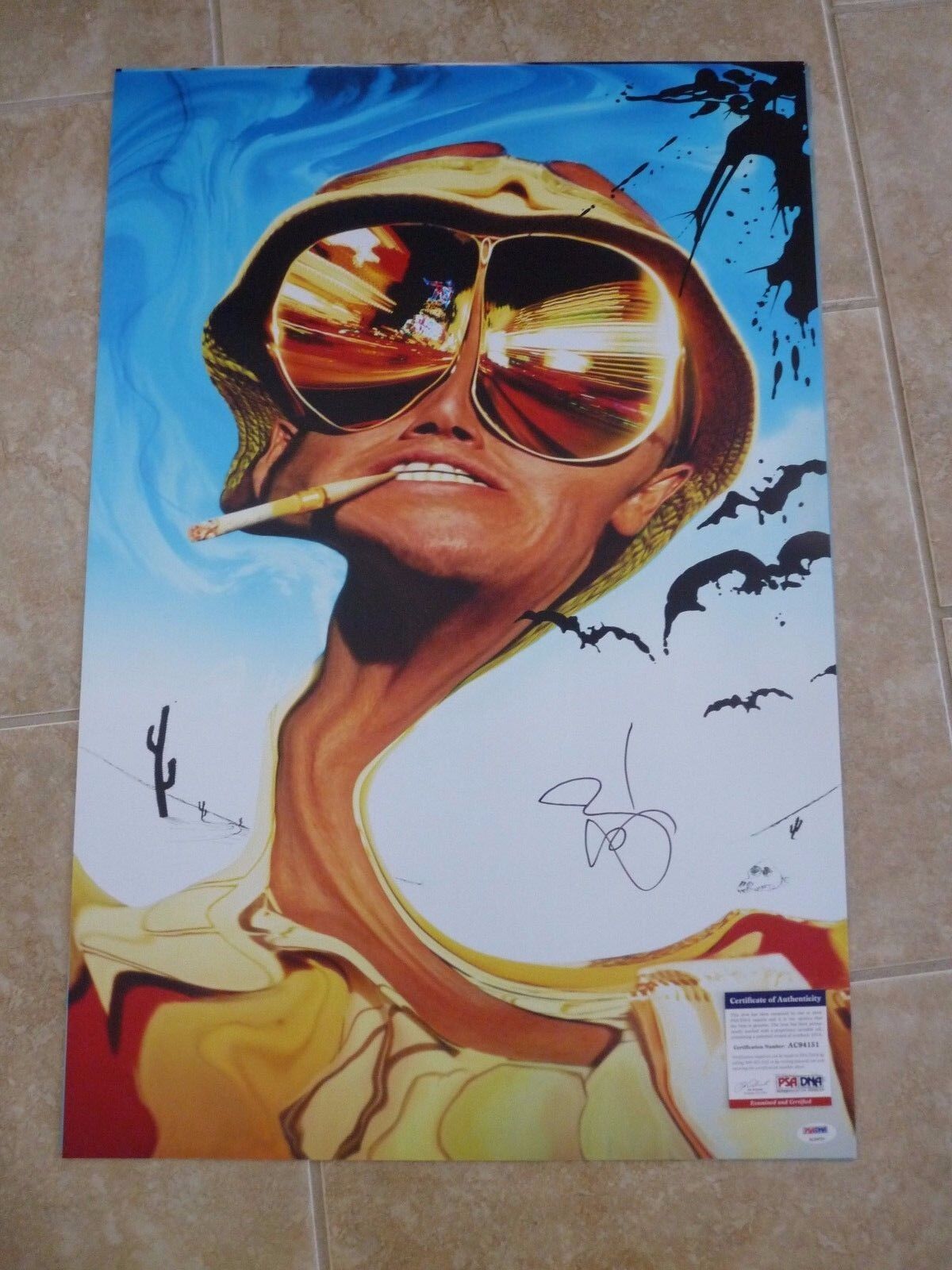 Johnny Depp Fear& Loathing MUSEUM PIECE Autographed 20x30 Photo Poster painting PSA Certified