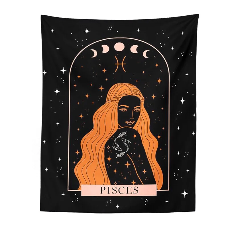 Nigikala Tapestry Wall Hanging Tarot Astrology Zodiac Tapestry Psychedelic Moon Phase Tapestry Bedroom Living Room Dorm Decor