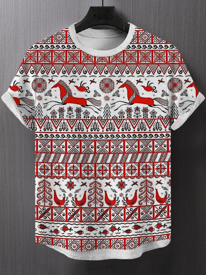 Men's Tribal Animal Geometric Art Print T-Shirt