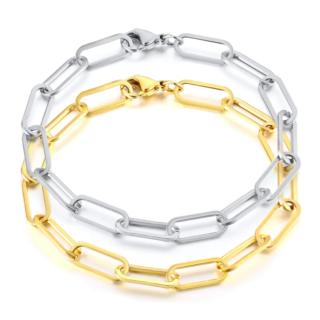 6.5MM Paper Clip Link Stainless Steel Men Bracelet-VESSFUL