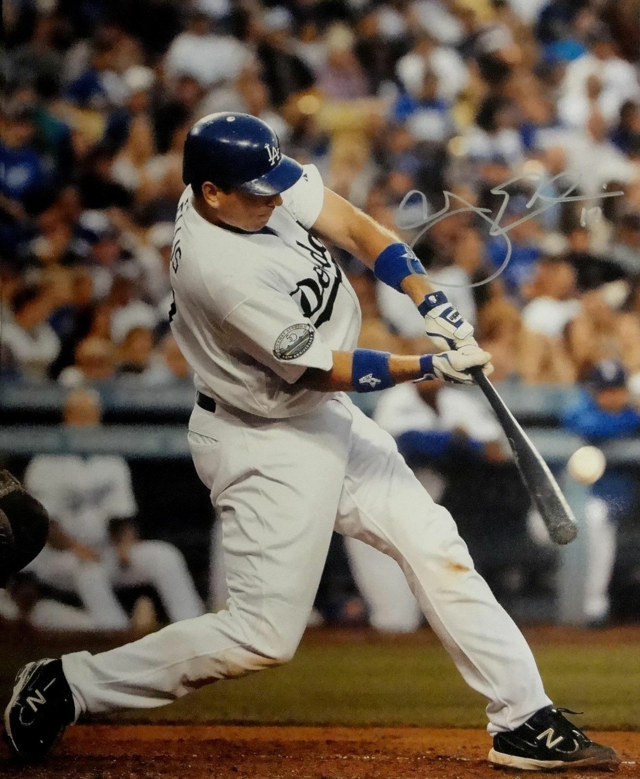 AJ Ellis Hand Signed Autographed 16x20 Photo Poster painting LA Dodgers Swinging Silver ink