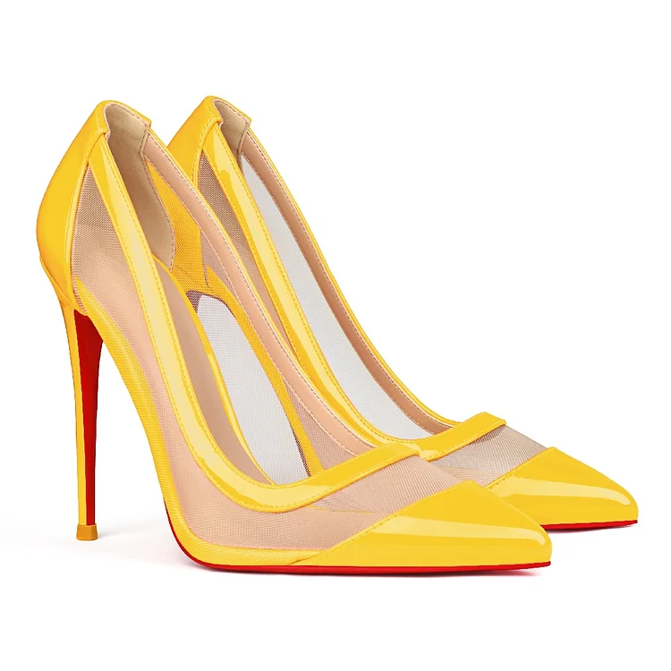 100mm/120mm Women's Breathable Mesh Pointed Toe Red Bottom High Heel Sandals VOCOSI VOCOSI