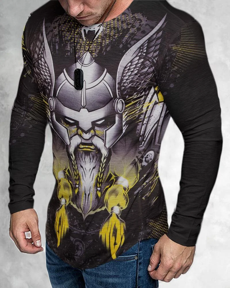 men's casual printing long sleeves