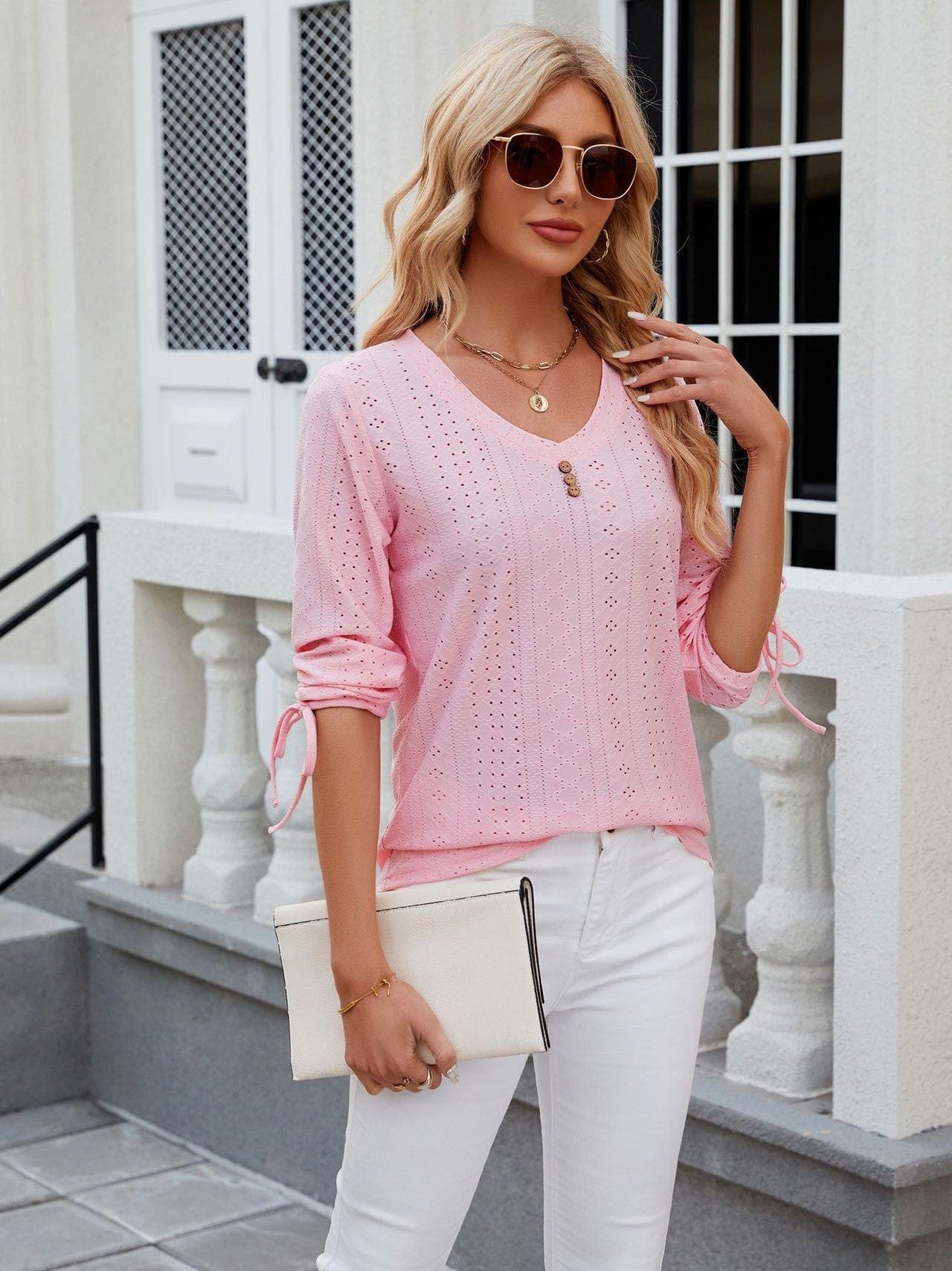 Grey Ribbed Knit Top with Short Sleeves