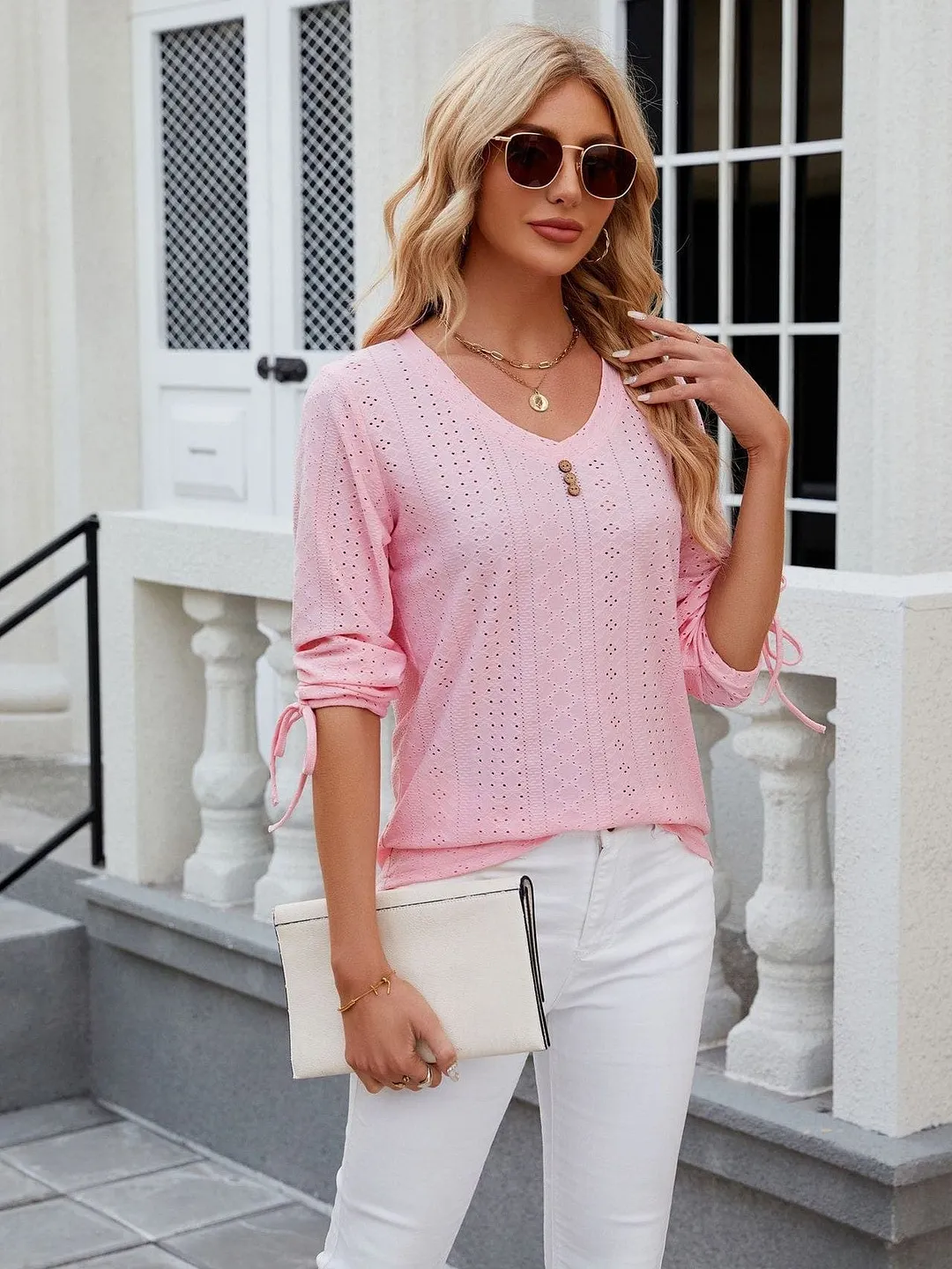 Grey Ribbed Knit Top with Short Sleeves
