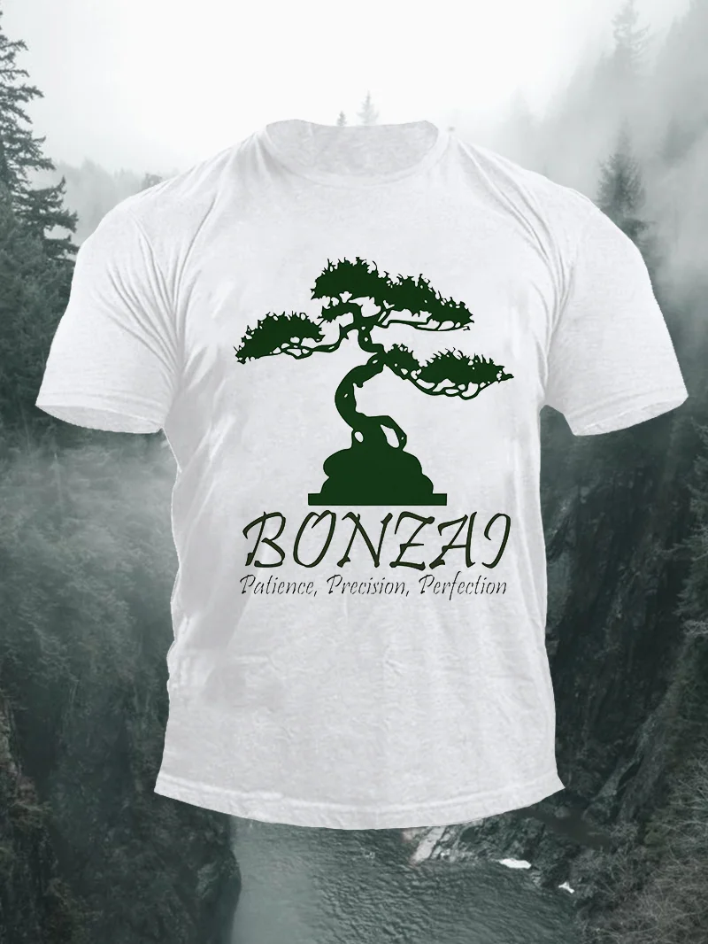 Bonsai Tree Print Short Sleeve Men's T-Shirt in  mildstyles