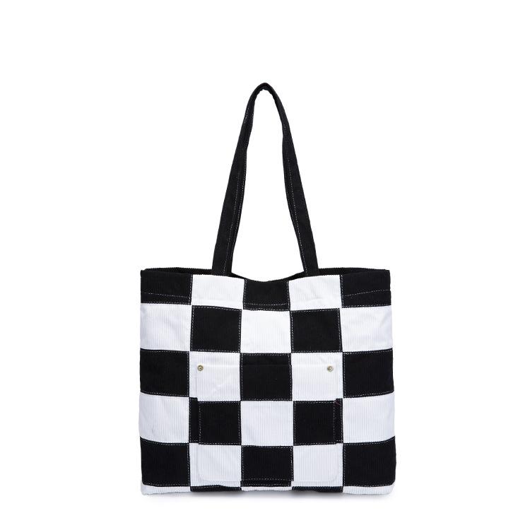 Fall/winter New Corduroy Block Tote Women's Bag Shoulder Bag Fashion Women's Bag