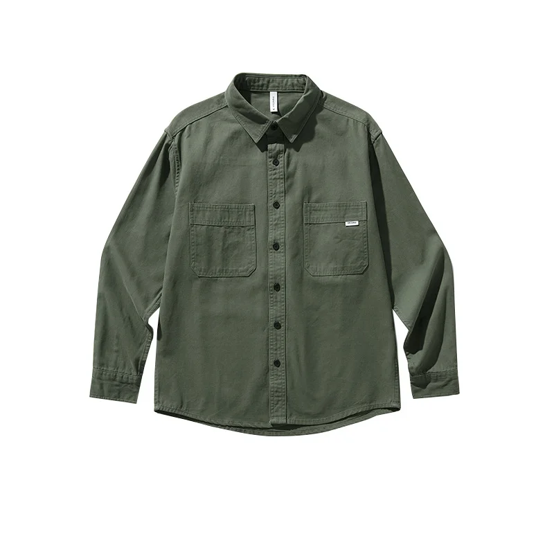 Men's Cotton Long Sleeve Shirt Retro Casual Business Worker Cotton Shirt