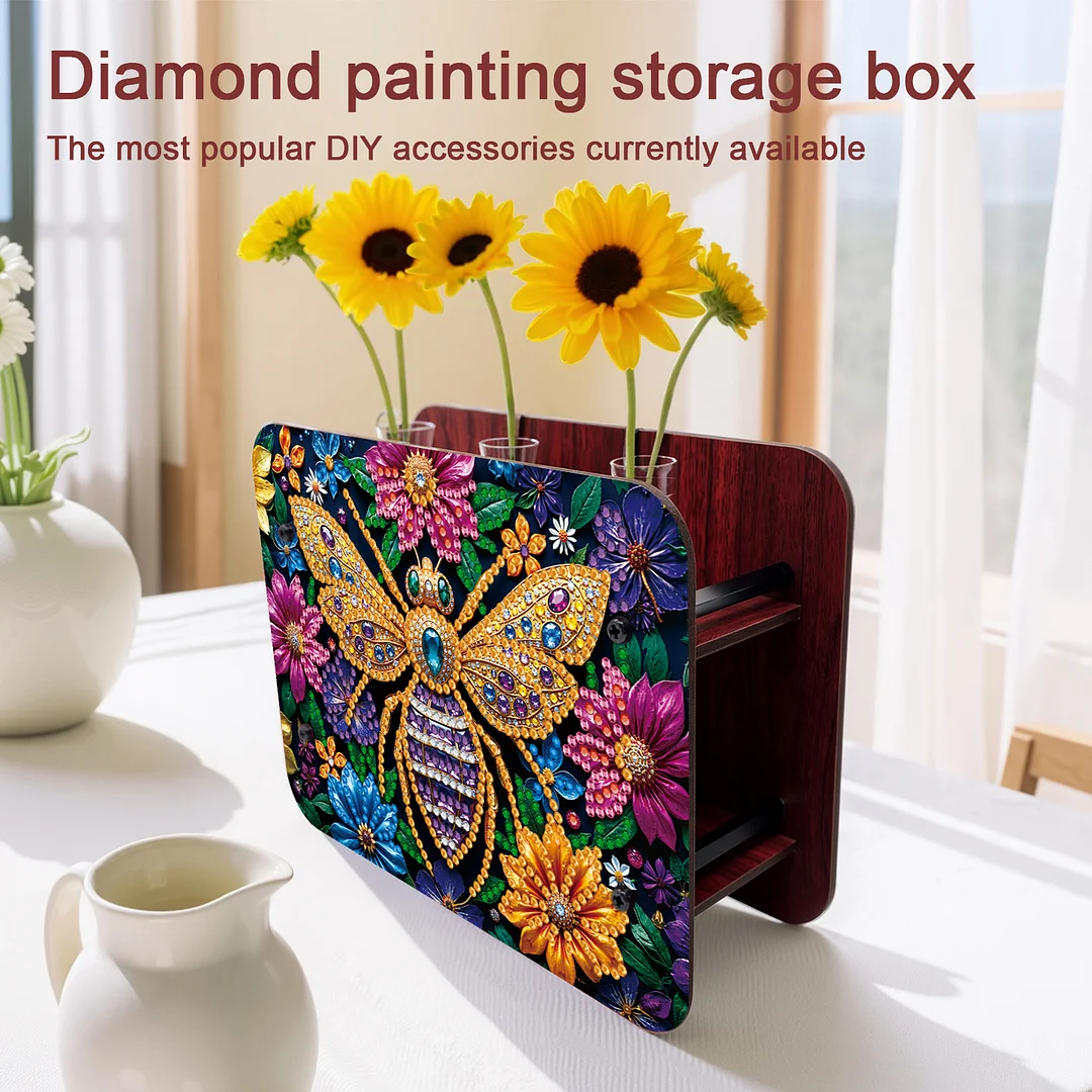 Bee DIY Flower Vase Wooden Double Sided Desktop Diamond Art Kit for Home Decor