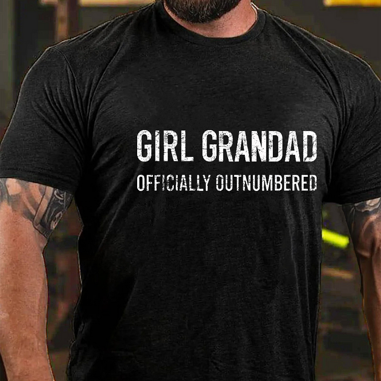 Girl Grandad Officially Outnumbered Funny Custom Design T-shirt