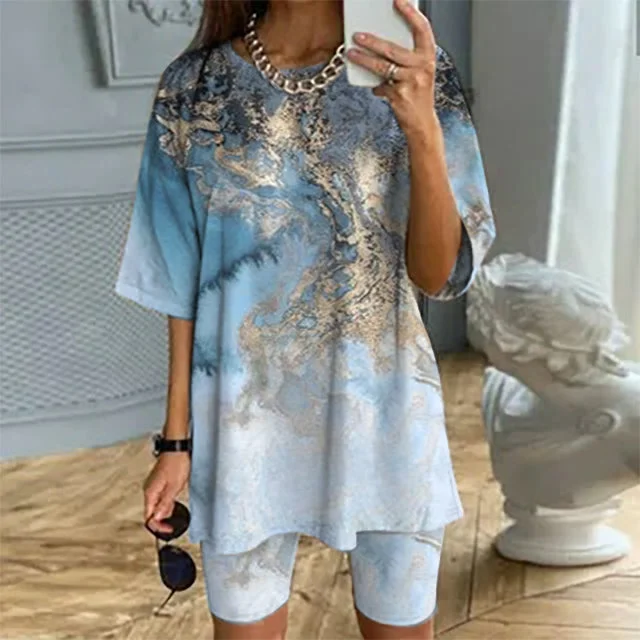 Modern Blue Print Two Piece Set