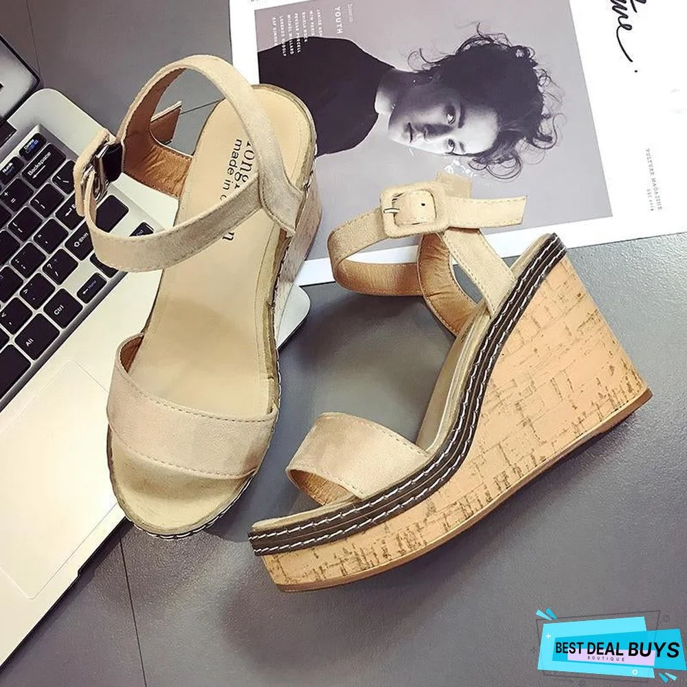 Women Summer Platform Sandals Fish Mouth High Heels Wedge Sandal Shoes