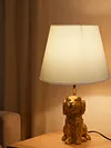 Dog Lamp with White Linen Shade Cute Room Decor White Dog Table Lamp 17.7inch for Living Room Unique Aesthetic Home Room Decor