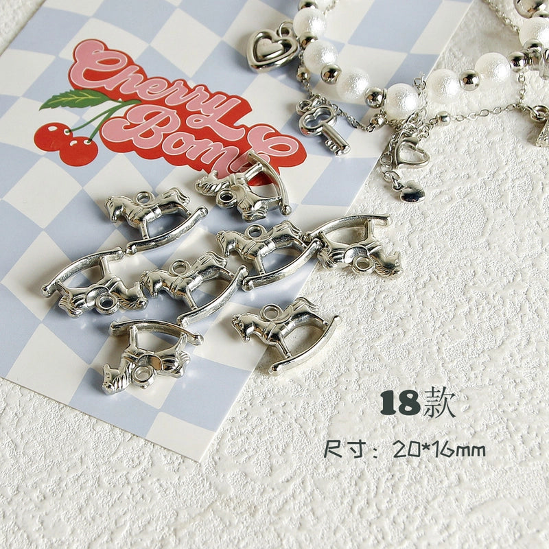 10 PCS/Package 7 * 12mm Arylic Cross Cherry Bow Knot Polished Pendant Jewelry Accessories