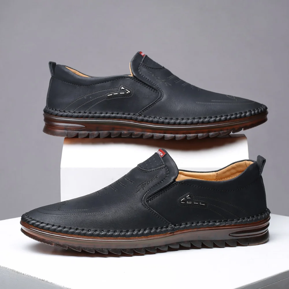 Meladen™ Lässige, einfarbige Leder-Loafer für Herren