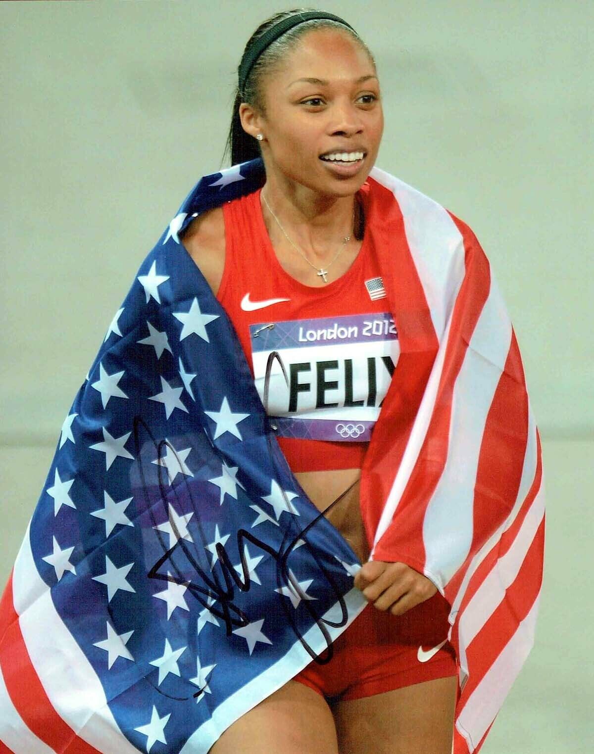 Allyson FELIX Autograph 10x8 Signed Photo Poster painting 2 AFTAL RD COA USA Athlete Gold Medal