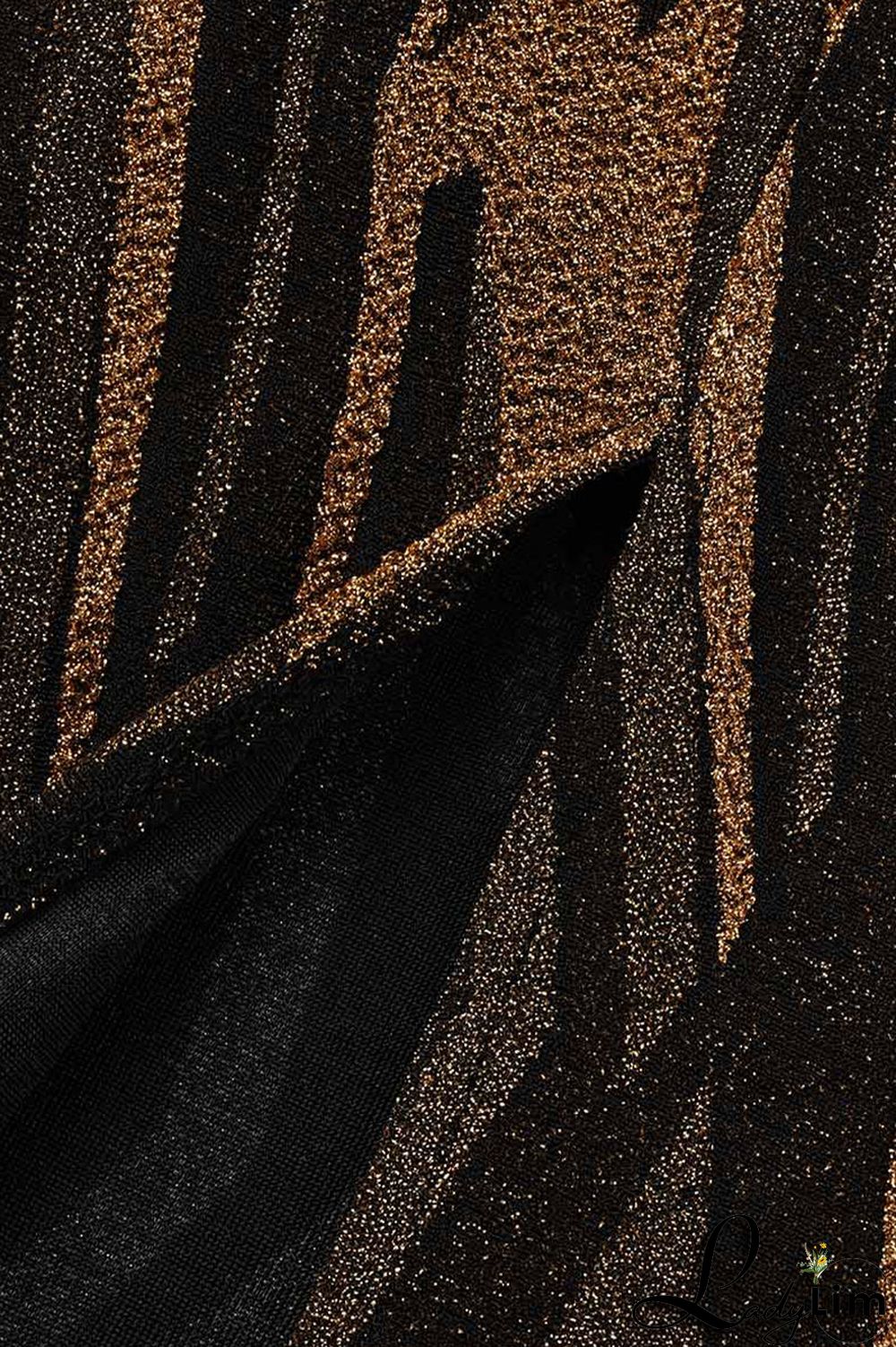 Gold Sexy Patchwork Off the Shoulder Off The Shoulder Dresses