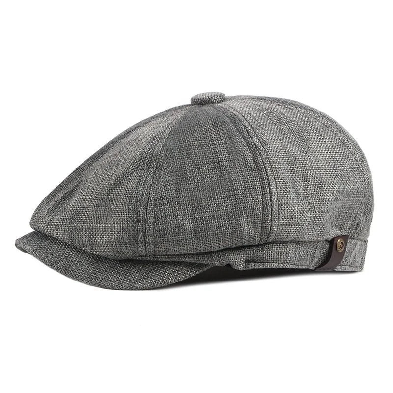 Breathable Linen Newsboy Hat Adjustable 56-61cm