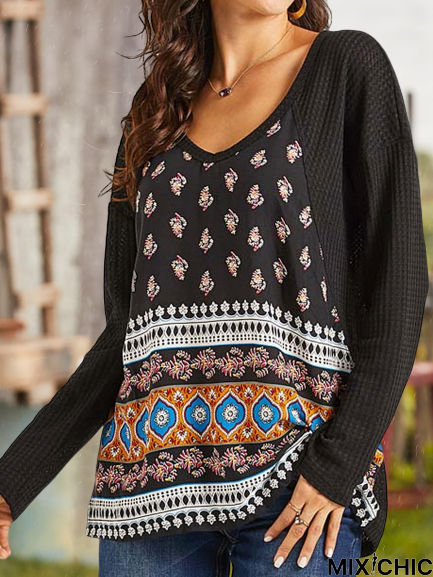 Printed Casual Long Sleeve Sweater