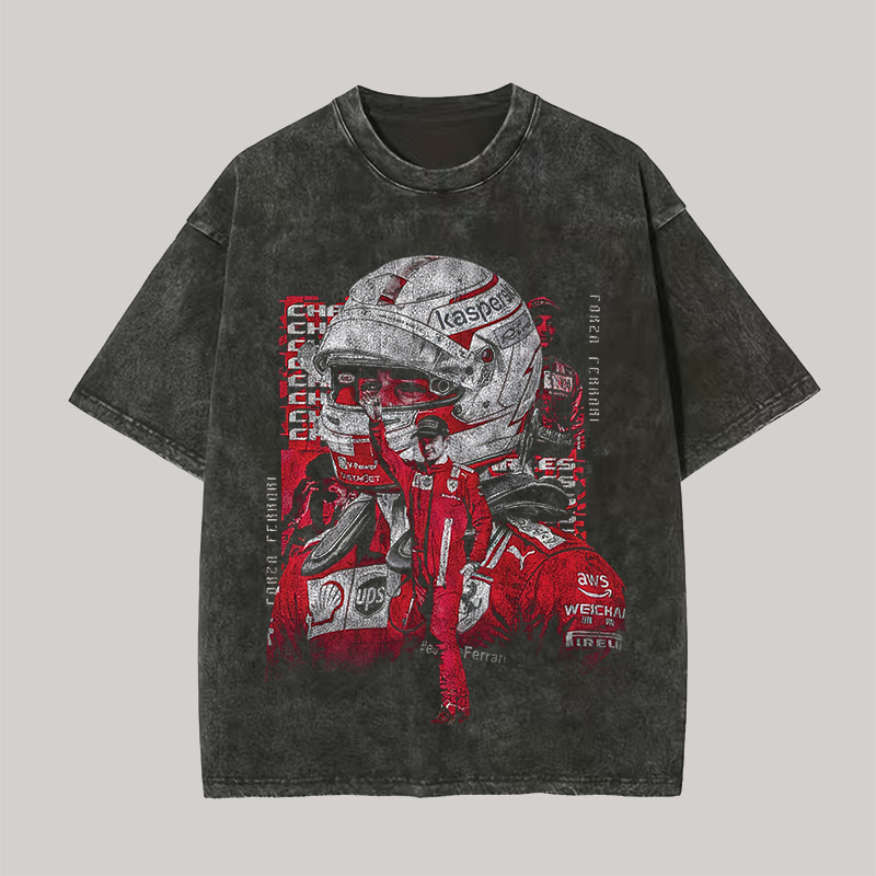 Ferrari 2025 Printed Oversize Washed T-Shirt