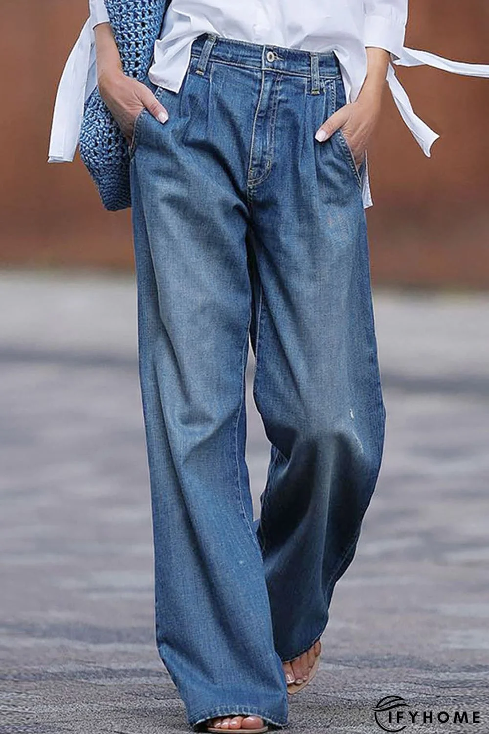 Blue Slouchy Wide Leg Jeans | IFYHOME