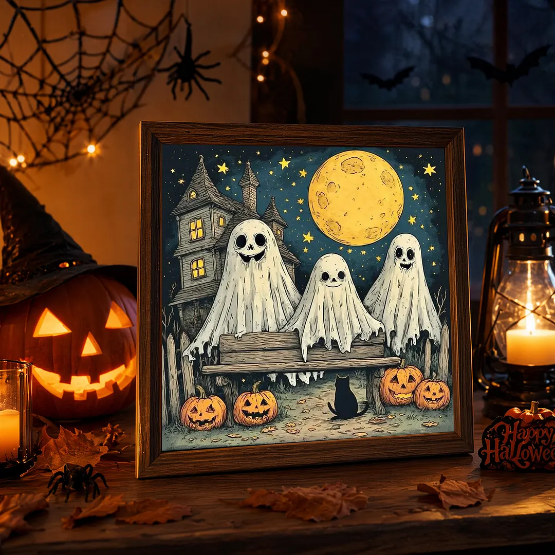 Halloween Three Ghosts 5D DIY Full Square Drill Diamond Painting Kits for Adults Beginners Home Decor Diamonds Paintings Gem Art 35x35cm