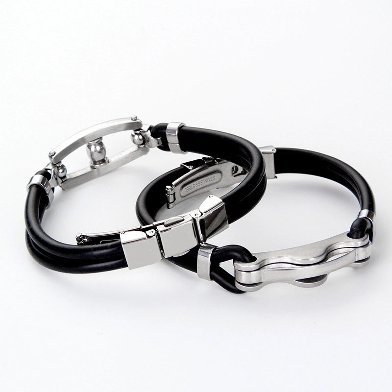 Couple Bracelet A Man And A Woman Lettering Personality Jewelry Small Gift New Chinese Stainless Steel Silicone Jewelry