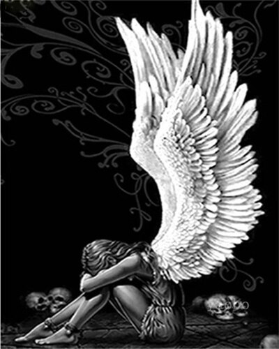 Black Angel Girl Poster Painting Print Canvas Painting Figure Photo for Art Wall Living Room Home Interior Aesthetic Decoration