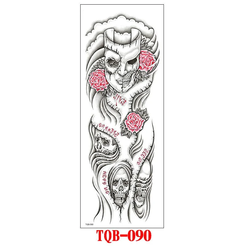 FULL SLEEVE ARM TEMPORARY TATTOO, ORIENTAL DRAGON, LOTUS FLOWERS, MENS, WOMENS