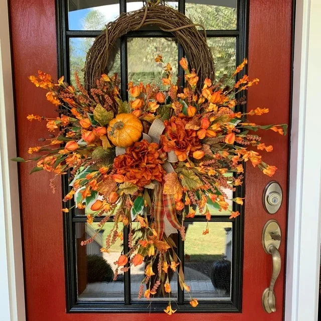 Autumn sale  Pumpkins Ranunculus Wreath (50% discount)