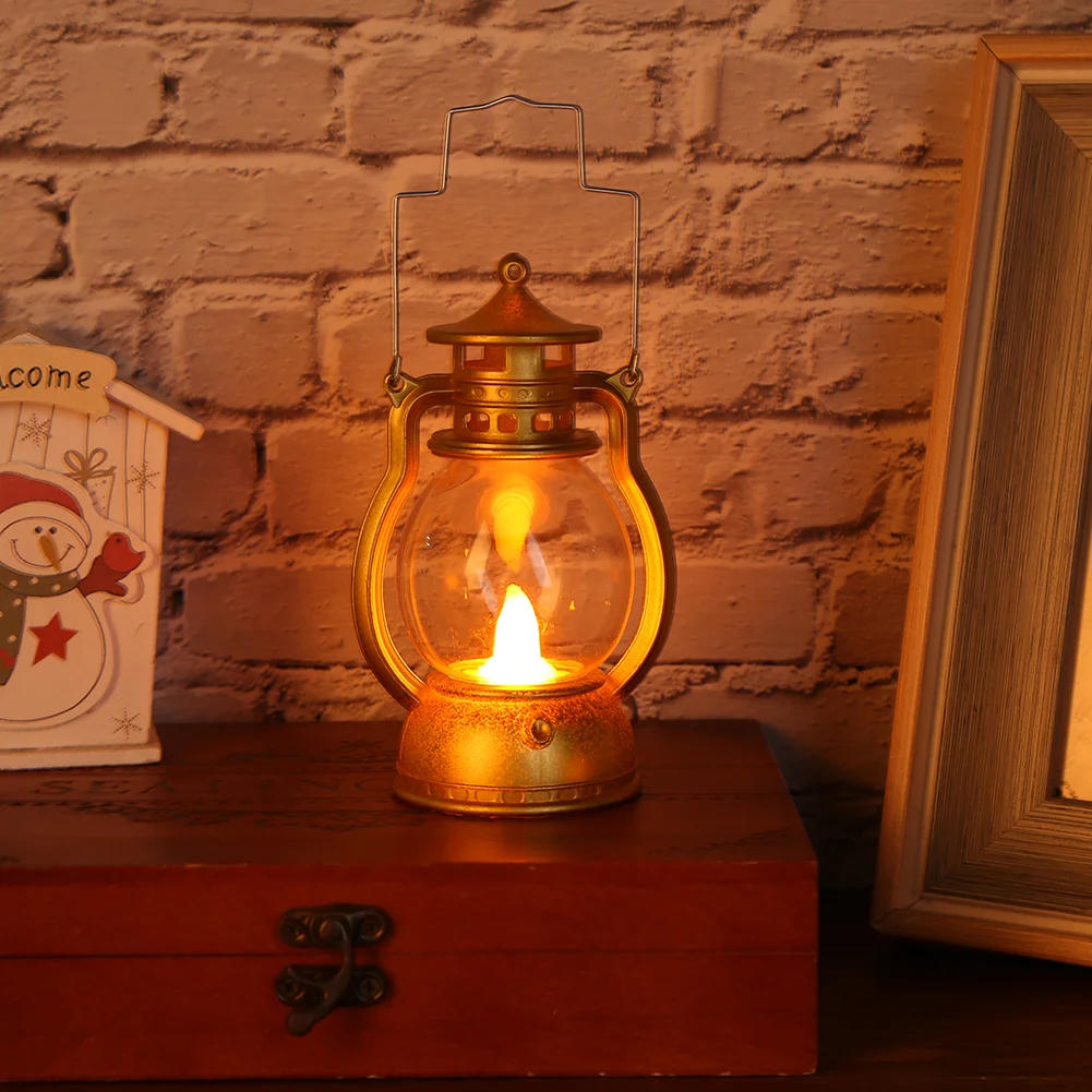 Retro Classic Kerosene Lamp Portable LED Lantern Lights Antique Decor (C)