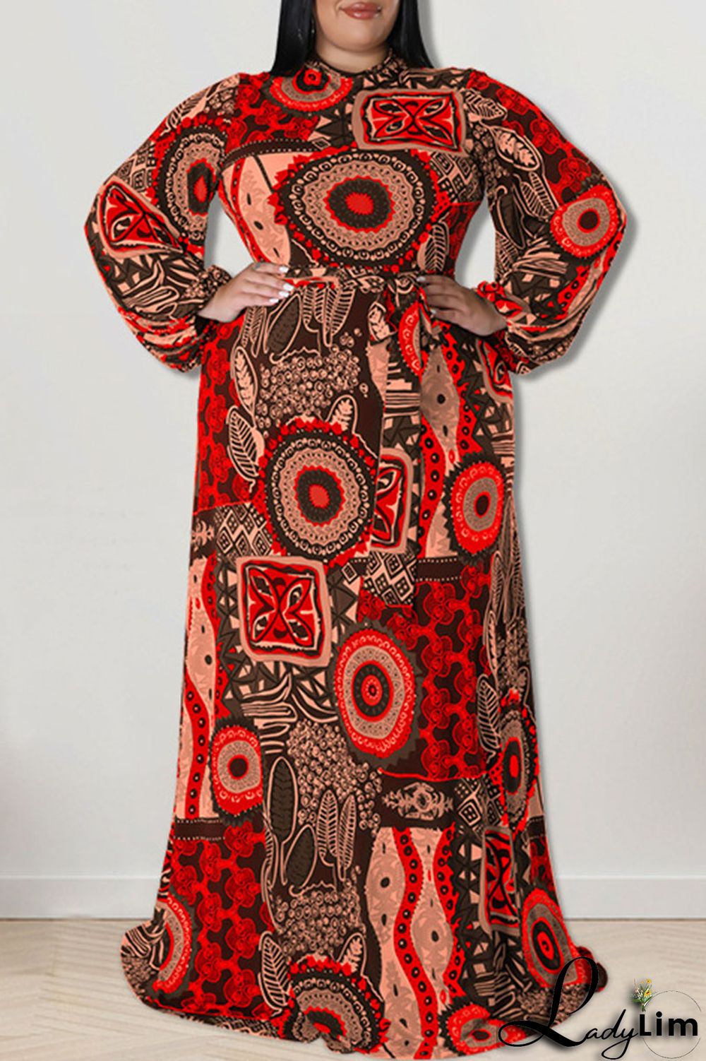 Black Fashion Casual Print Patchwork O Neck Straight Plus Size Dresses