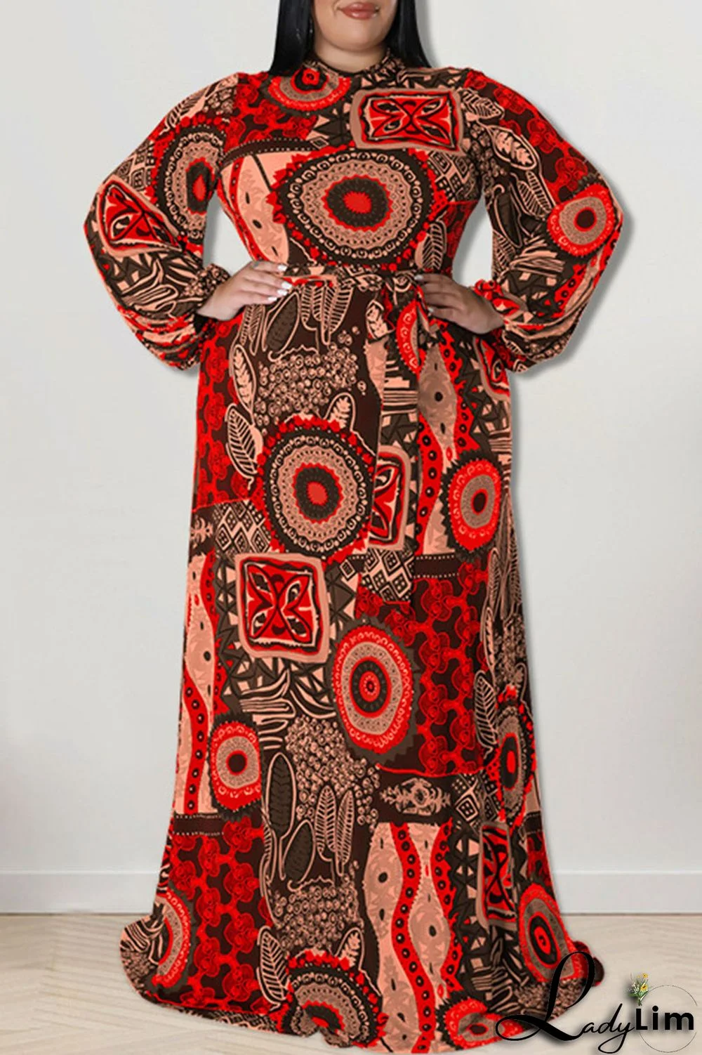 Black Fashion Casual Print Patchwork O Neck Straight Plus Size Dresses