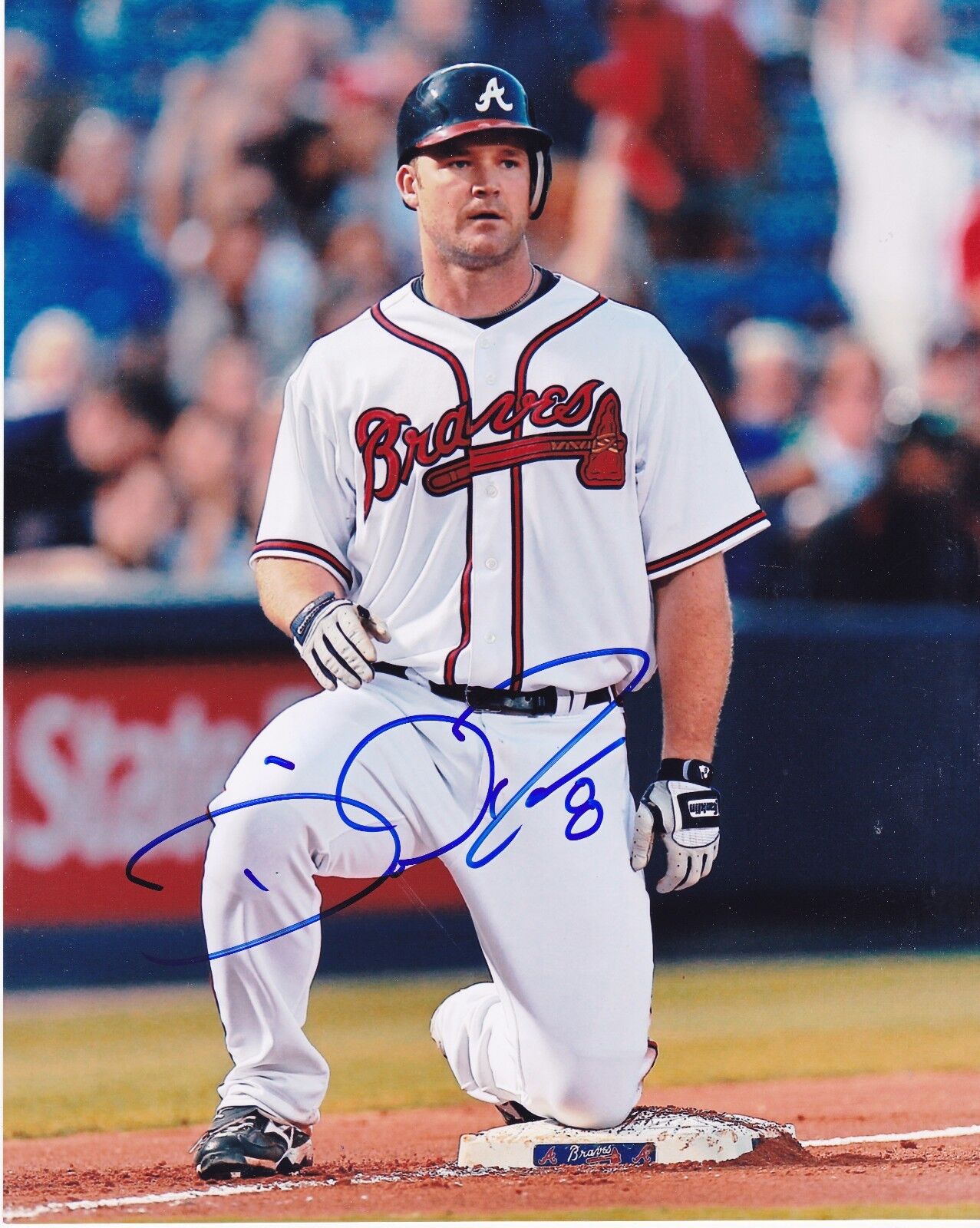 DAVID ROSS ATLANTA BRAVES ACTION SIGNED 8x10