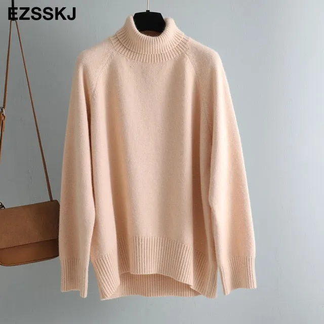 casual thick big Autumn Winter o-neck oversize Sweater Pullover Women warm chic female loose cashmere Basic wool Sweaters pull