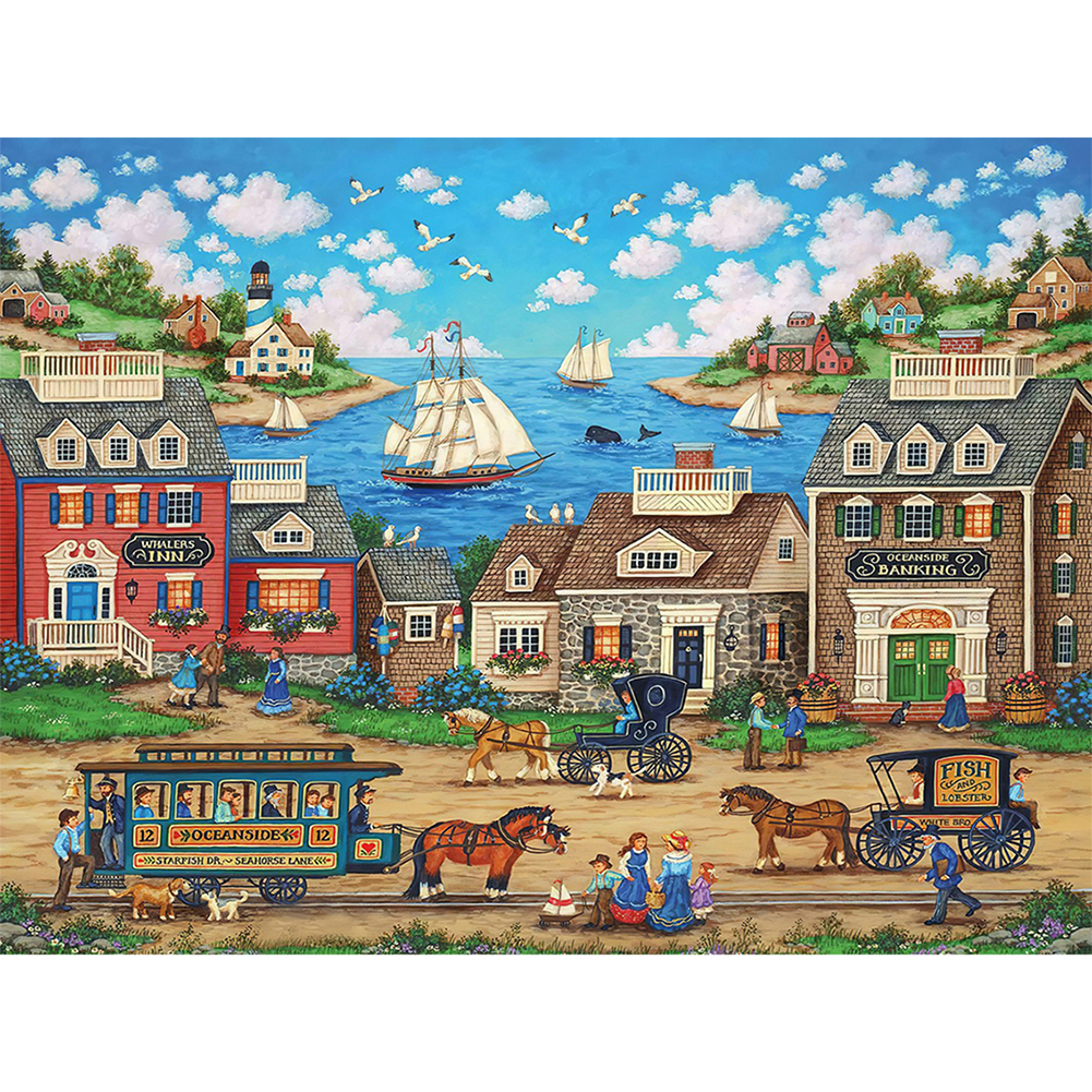 

Seaside - 11CT Stamped Cross Stitch - 55*70CM, 501 Original