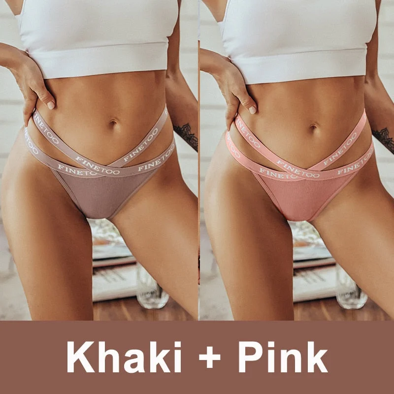2PCS/Set Cotton Panties Women's Lingerie Sexy Underwear G-string Briefs Female Underpants Pantys Girls Tangas Thong Panties