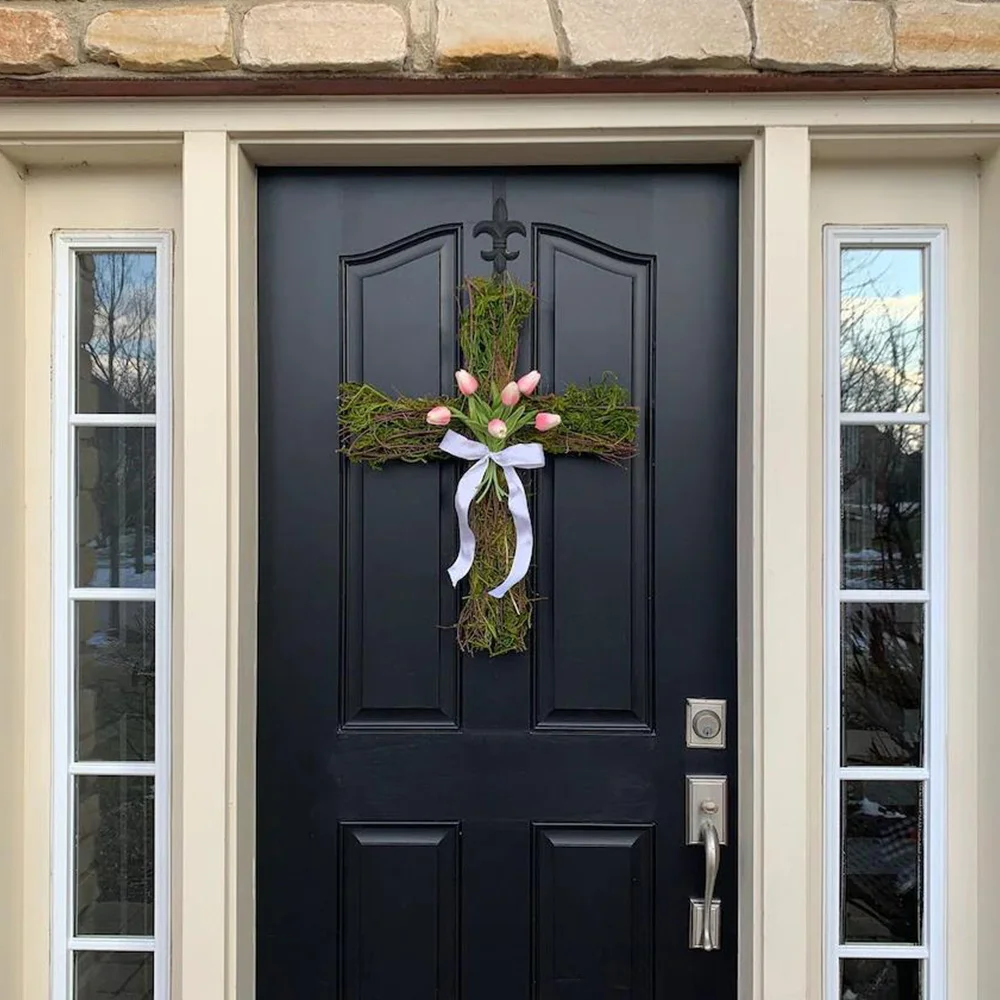Tulip garland cross decoration door hanging