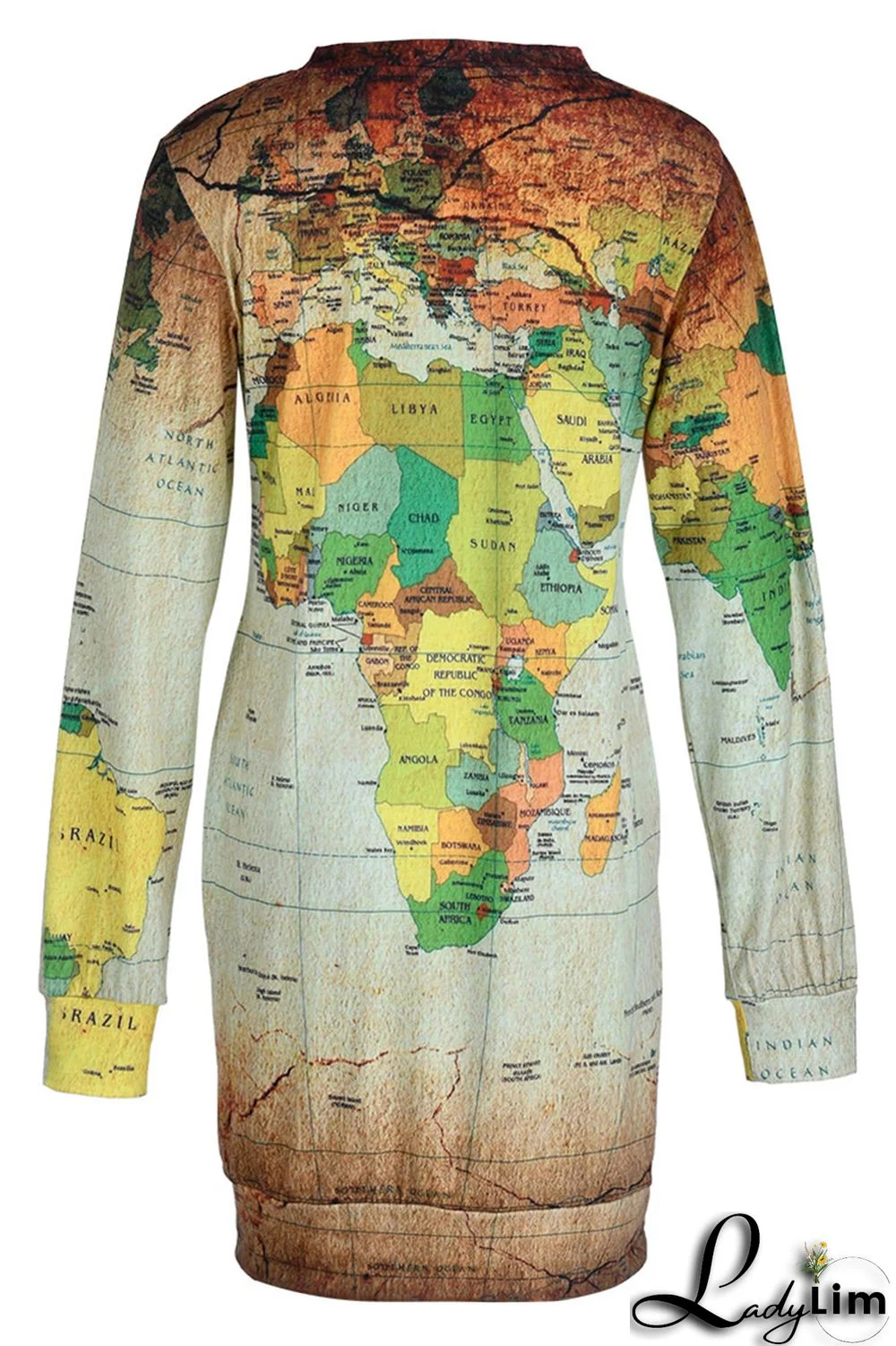 Green Fashion Casual Print Basic O Neck Long Sleeve Plus Size Dresses