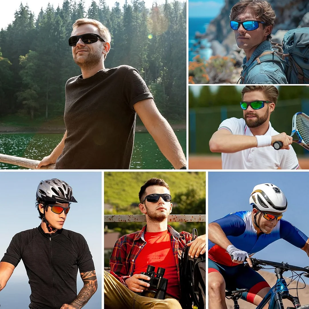 Sports Sunglasses for Men Women Polarized UV Protection Fishing Driving Cycling Bik Running Wrap Around Sun Glasses