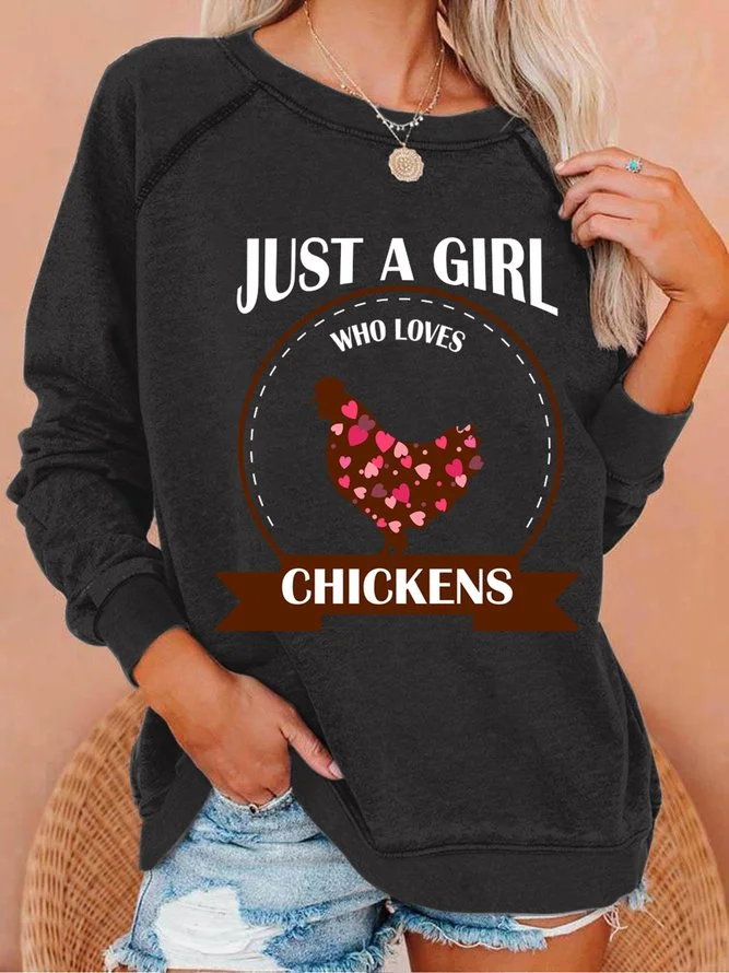 Jessanjony Just A Girl Who Loves Chickens Womens Sweatshirt
